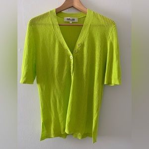 Diane Von Furstenberg neon lime green knit top